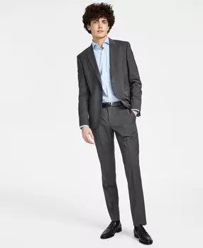 Мужской костюм modern fit с шерстяными деталями Hugo Boss, темно-синий