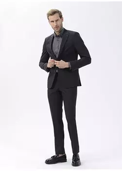 Мужской костюм приталенного кроя с нормальной талией антрацитового цвета Beymen Business