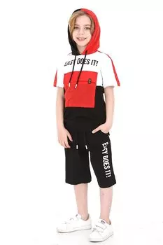 Мужской костюм-шорты с блокировкой и принтом Easy Text, 4–9 лет, 14069 My Serenad, красный