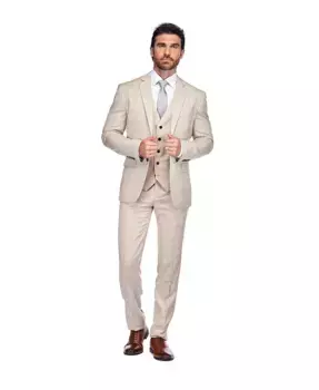 Мужской костюм Slim Fit 3PC в клетку Gino Vitale, коричневый/бежевый