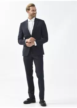 Мужской костюм темно-синего цвета с нормальной талией Beymen Business