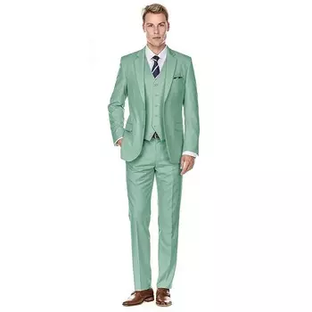 Мужской костюм узкого кроя с жилетом премиум-класса из 3 предметов Braveman, цвет Mint