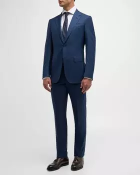Мужской костюм в микро клетку 15milmil15 ZEGNA, цвет Blue Navy Check