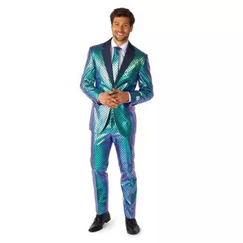Мужской костюм в стиле металлик с рыбьей чешуей OppoSuits