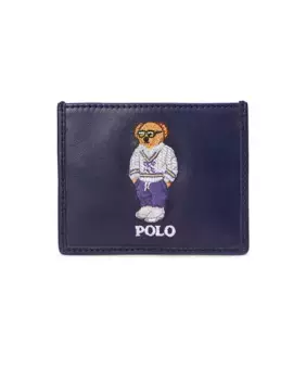 Мужской кожаный держатель карт с Polo Bear Polo Ralph Lauren, цвет Azul Melange