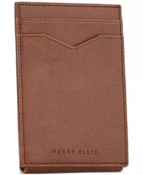 Мужской кожаный футляр для карт с магнитом Perry Ellis Portfolio, коричневый
