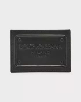 Мужской кожаный футляр для карт с тиснением логотипа Dolce&Gabbana