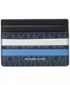 Мужской кожаный картхолдер Malone с цветными вставками и логотипом Michael Kors, синий