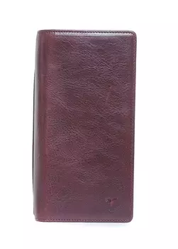 Мужской кожаный кошелек бордово-красный Fabrika