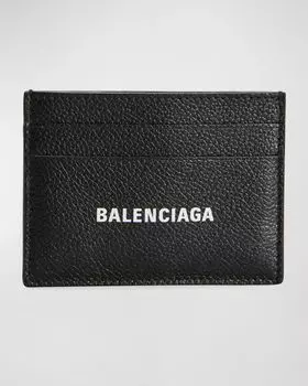 Мужской кожаный кошелек для денежных карт Balenciaga, цвет 1000 Black/ L White