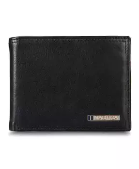 Мужской кожаный кошелек-двойник с эмалированным логотипом Nautica, черный