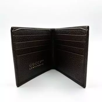 Мужской кожаный кошелек двойного сложения Gucci 100 Centennial, коричневый