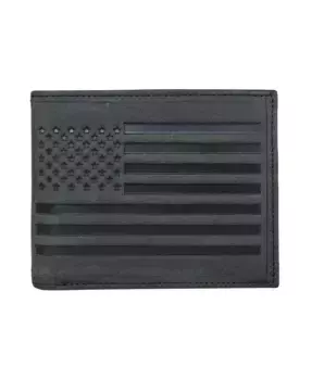 Мужской кожаный кошелек Flag Embossed Leather Bifold Wallet Lucky Brand, черный