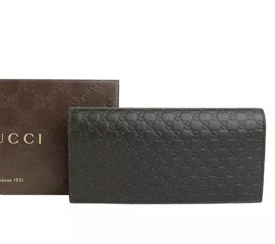 Мужской кожаный кошелек Gucci Microguccissima с окошком для удостоверения личности, коричневый