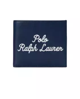Мужской кожаный кошелек Polo Ralph Lauren, темно-синий