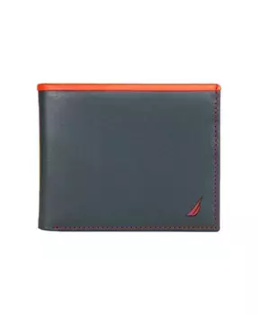 Мужской кожаный кошелек Pop J Class с двумя отделениями Nautica, синий