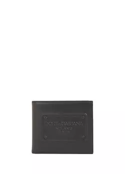 Мужской кожаный кошелек с черным логотипом Dolce&Gabbana