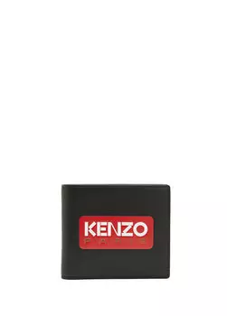 Мужской кожаный кошелек с черным логотипом Kenzo