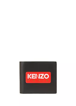 Мужской кожаный кошелек с черным логотипом Kenzo