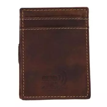 Мужской кожаный кошелек с передним карманом и эластичным фиксатором CTM, коричневый