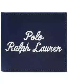 Мужской кожаный кошелек с вышивкой Billfold Polo Ralph Lauren, синий