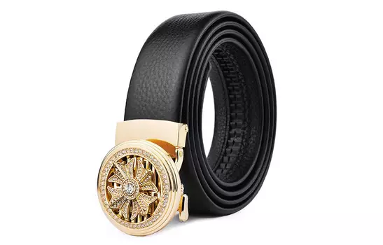 Мужской кожаный ремень ALIEN BANG, Застежка из черного золота