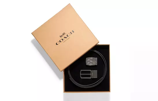 Мужской кожаный ремень COACH, Черный