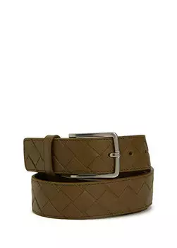 Мужской кожаный ремень цвета хаки Bottega Veneta