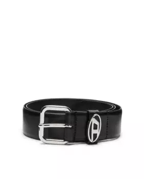 Мужской кожаный ремень DIESEL с серебряной пряжкой, черный