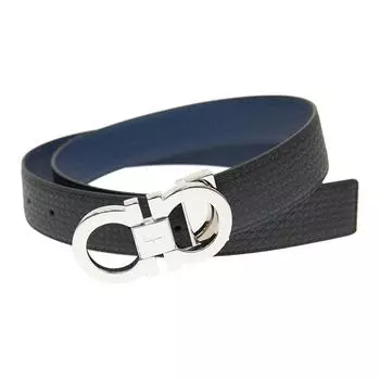 Мужской кожаный ремень FERRAGAMO черного цвета 3,5 см