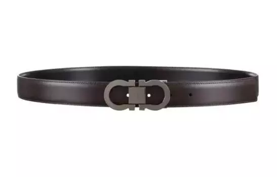Мужской кожаный ремень FERRAGAMO коричневого цвета, ширина 3 см