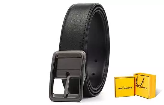 Мужской кожаный ремень Free Rabbit, Черное серебро