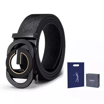Мужской кожаный ремень GOLF, Черное серебро