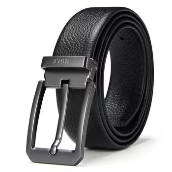 Мужской кожаный ремень GOLF, Черный (коробка обновления)