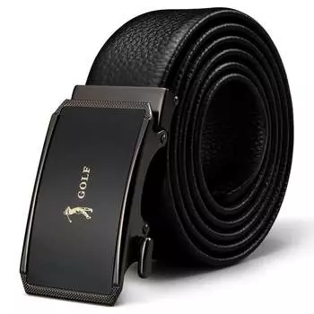 Мужской кожаный ремень GOLF, Черный пистолет (подарочная коробка)