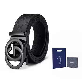 Мужской кожаный ремень GOLF, Золото (подарочная коробка)