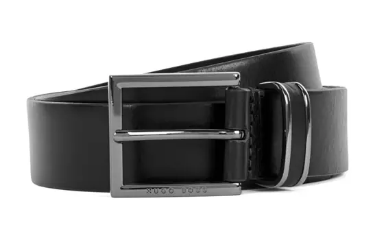 Мужской кожаный ремень HUGO BOSS, Черный