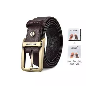 Мужской кожаный ремень Hush Puppies, Темно коричневый