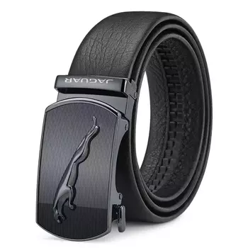 Мужской кожаный ремень JAGUAR, Черный 300153 + Подарочный пакет LOVE YOU Tanabata