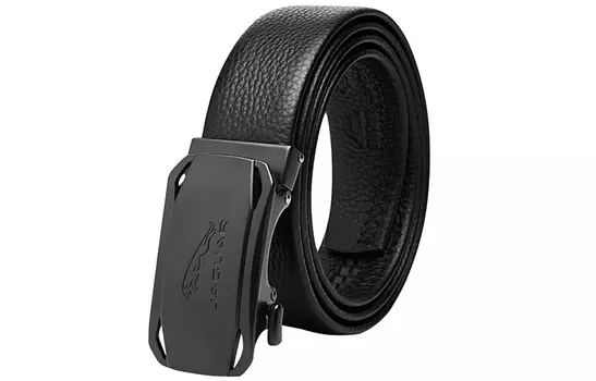 Мужской кожаный ремень JAGUAR, Черный + подарочная коробка случайно встретил тебя