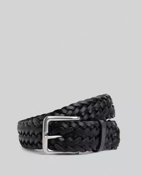 Мужской кожаный ремень с черной плетеной тканью Hackett, черный