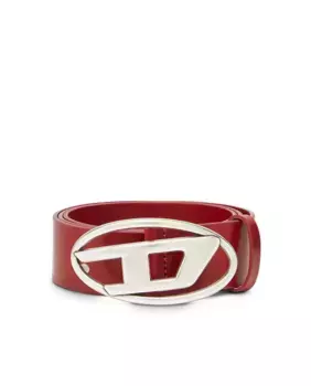 Мужской кожаный ремень с логотипом Diesel, цвет Granate