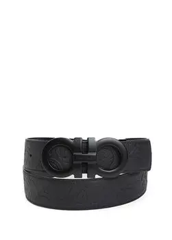 Мужской кожаный ремень с логотипом Ferragamo, черный