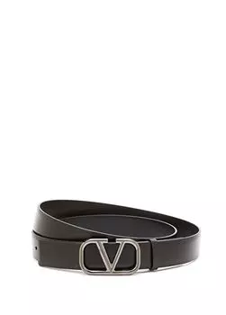 Мужской кожаный ремень с пряжкой с логотипом Valentino Garavani, черный