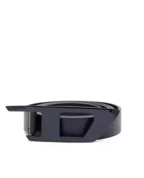 Мужской кожаный ремень с пряжкой с логотипом Diesel, черный