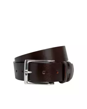 Мужской кожаный ремень с вышивкой Hackett, коричневый