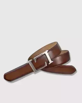 Мужской кожаный ремень светло-коричневого цвета Leyva, светло-коричневый