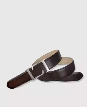 Мужской кожаный ремень темно-коричневого цвета Leyva, темно-коричневый