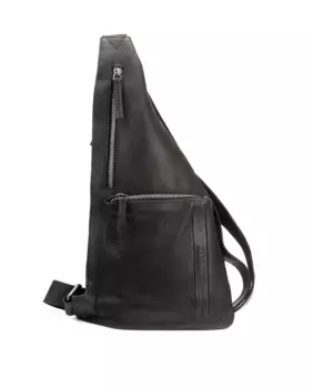 Мужской кожаный рюкзак через плечо на молнии Privata, черный