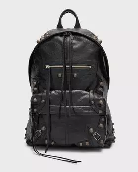 Мужской кожаный рюкзак Le Cagole с заклепками Balenciaga, цвет 1000 Black